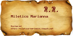 Miletics Marianna névjegykártya